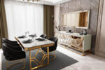 DIAGON DINING ROOM SET BRONZE - GOLD